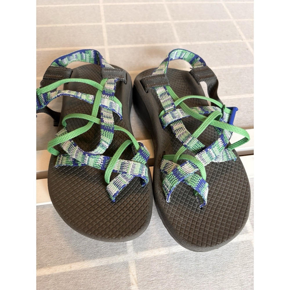 Chaco Womens Z Cloud X2 Sandals Sz6 Fault Blue Green Strappy Granola Hiking Shoe